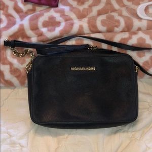 Michael Kors Jet Set Travel Purse- Black & gold